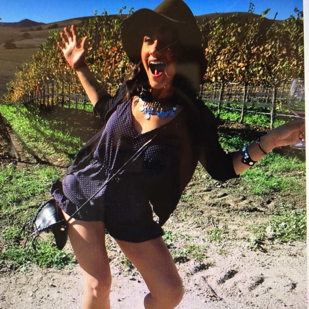 Urban Outfitters Navy Blue Polka Dot Romper